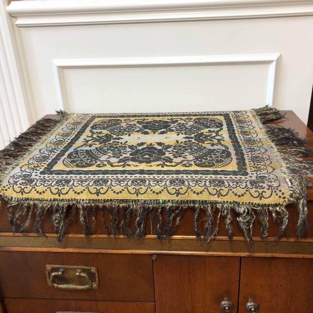 Vintage reversible lamp table scarf - Picture 3 of 10